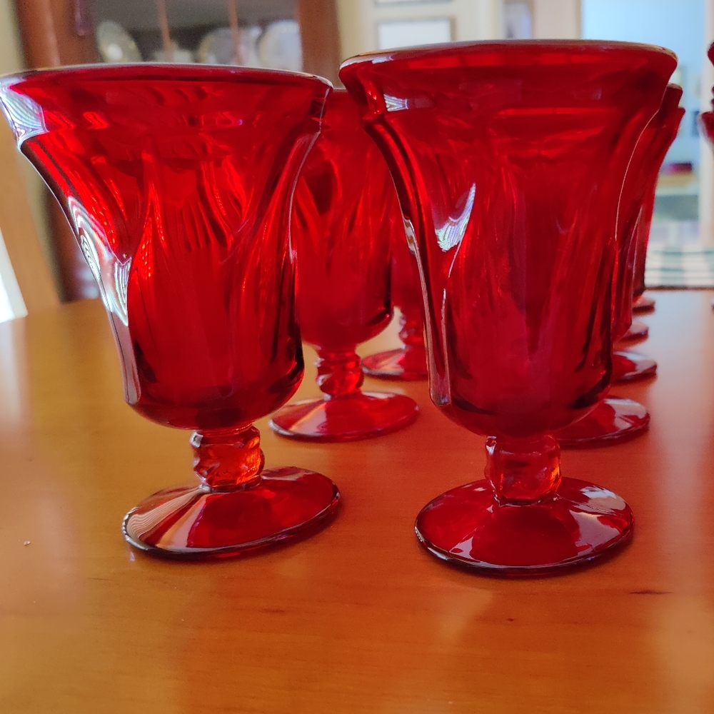 Fostoria, Jamestown, Ruby Red, Iced Tea Glasses, Vintage, set of 6